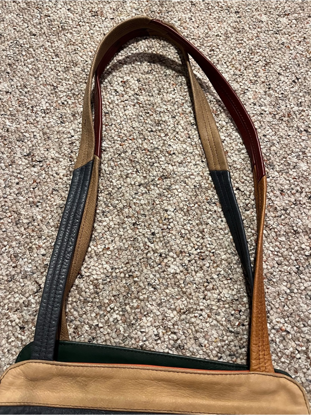 Vintage Colorblock Multicolor Leather Crossbody Bag - Picture 3 of 14